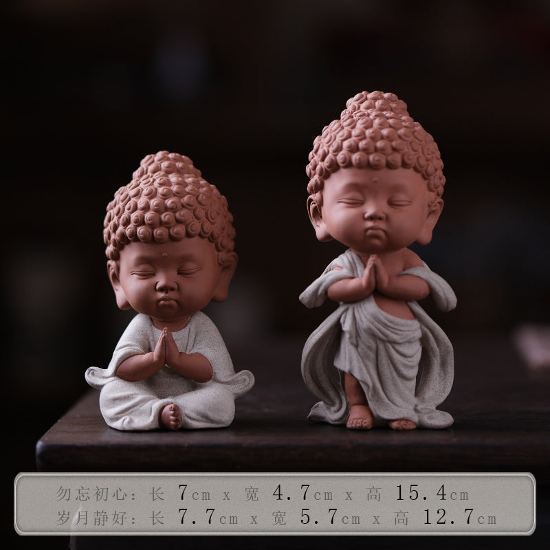 Chinese ceramic baby Buddha Zen ornaments office tea table desktop decorations cute prince Buddha tea pet