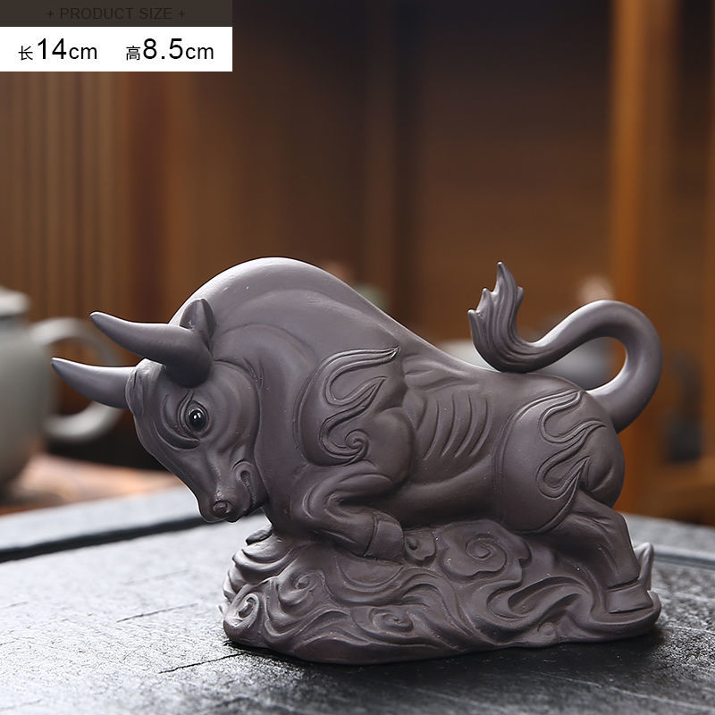 Purple clay zodiac ox fortune tea pet boutique can be raised ox year home gift decoration ornaments tea toys tea set spare parts