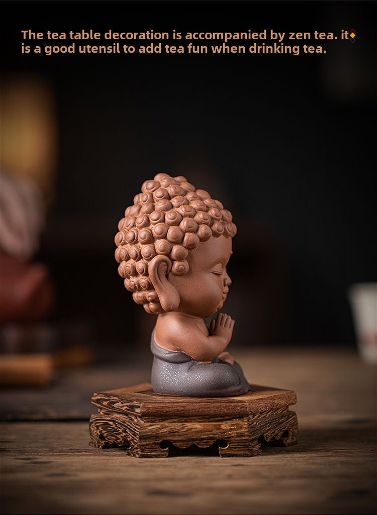 Zen purple sand small Tathagata tea pet ornaments boutique can be raised ceramic small Buddha statue tea toy tea tray tea table tea ceremony accessories