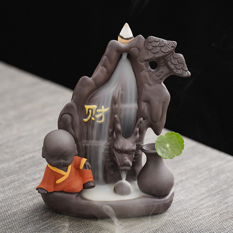 Creative tea pet purple sand backflow incense burner tea ceremony home indoor mountain stream incense ornaments sandalwood agarwood incense