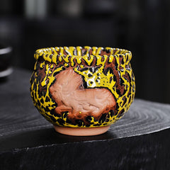 Ceramic Master Kiln Change Kung Fu Tea Set Personal Tea Cup Jianzhan Qinglong Four Tea Cups Mythical Beasts Home Single Cup Tea