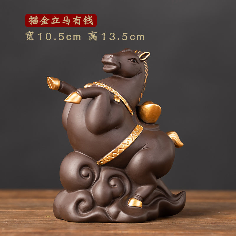 Creative twelve zodiac purple sand tea pet ornaments, you can immediately have money to raise tea ceremony boutique fortune zodiac tea set accessories