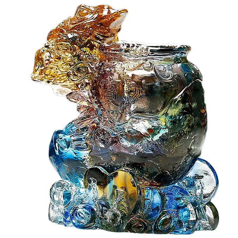 Eight directions to bring wealth three-legged golden toad fortune ornaments shop town house shop prosperous wealth living room gathering wealth glass toad crystal