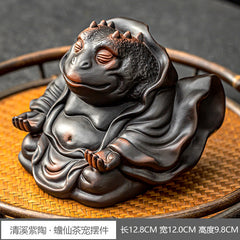 Purple pottery toad fairy tea pet can be raised tea fun tea play office desktop personality decoration ornaments Kung Fu tea ceremony living room accessories