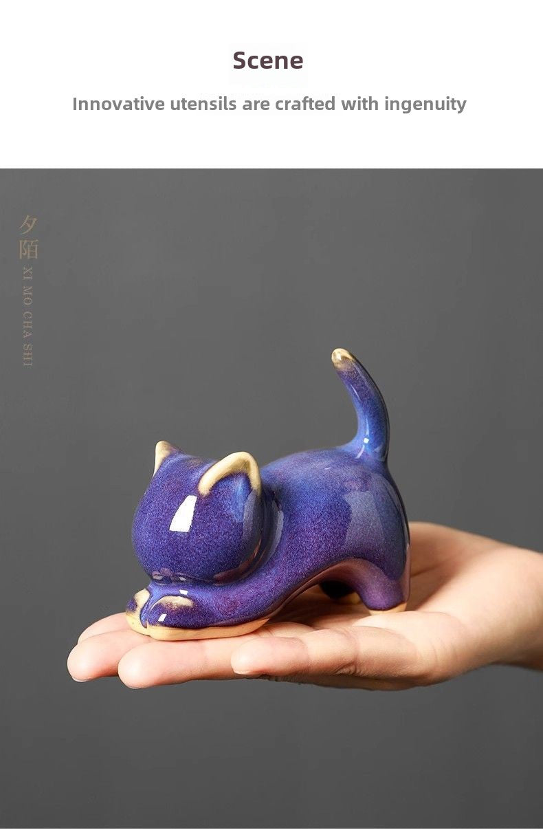 Forbidden City creative cute ceramic kitten ornaments desktop living room coffee table decoration fish tank potted landscape tea pet