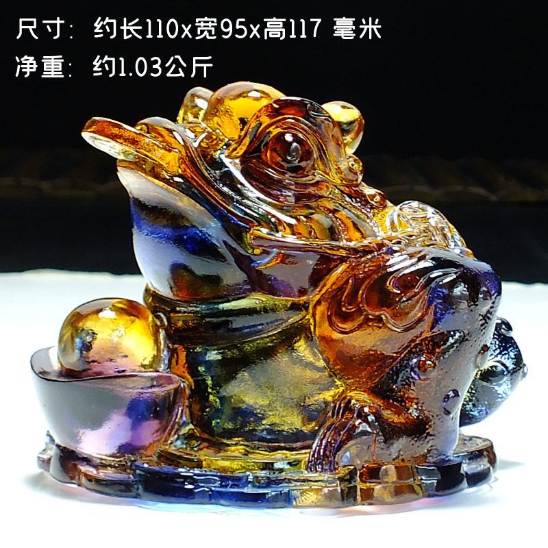 Eight directions to bring wealth three-legged golden toad fortune ornaments shop town house shop prosperous wealth living room gathering wealth glass toad crystal