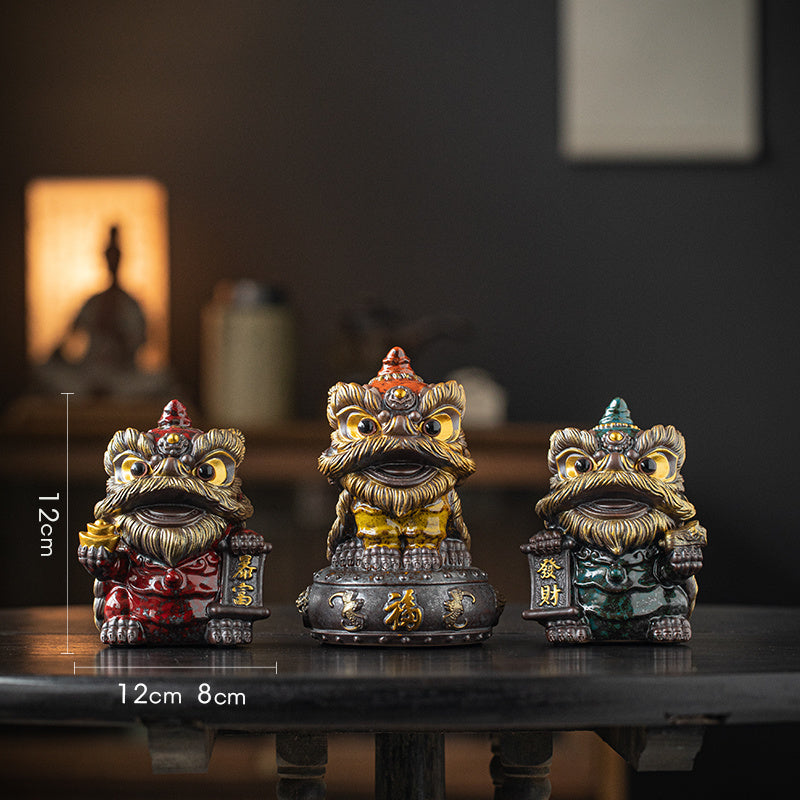 National trend awakening lion tea pet ornaments creative ceramic cute little lion fortune home tea room antique shelf decoration gift