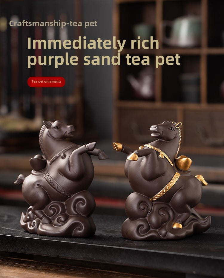 Creative twelve zodiac purple sand tea pet ornaments, you can immediately have money to raise tea ceremony boutique fortune zodiac tea set accessories