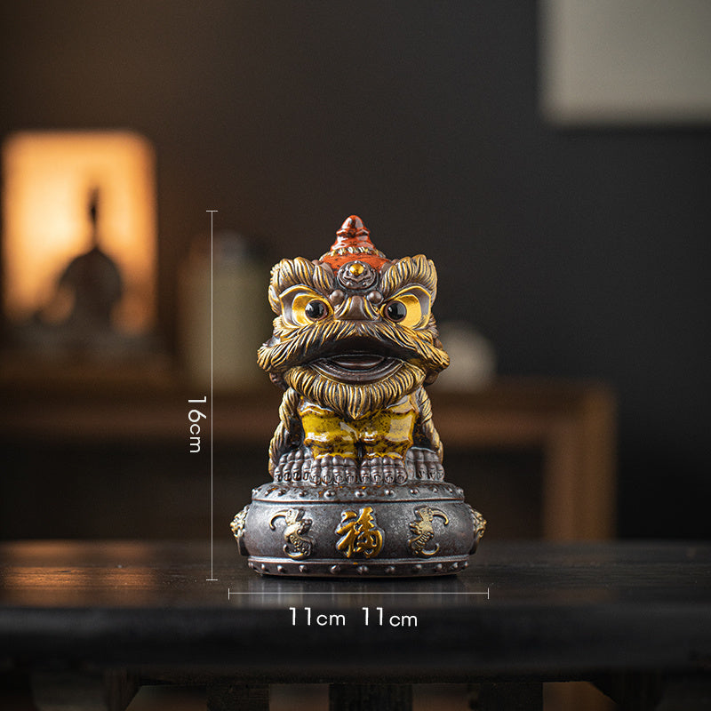 National trend awakening lion tea pet ornaments creative ceramic cute little lion fortune home tea room antique shelf decoration gift