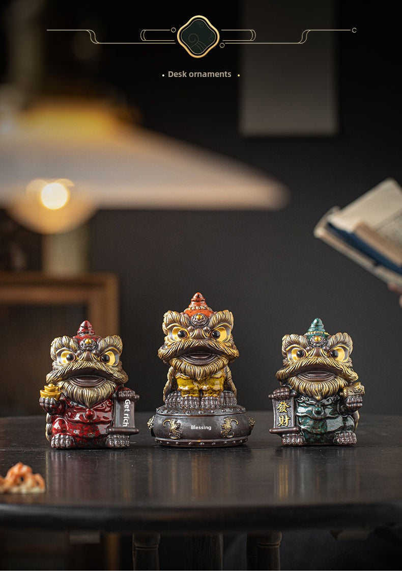 National trend awakening lion tea pet ornaments creative ceramic cute little lion fortune home tea room antique shelf decoration gift