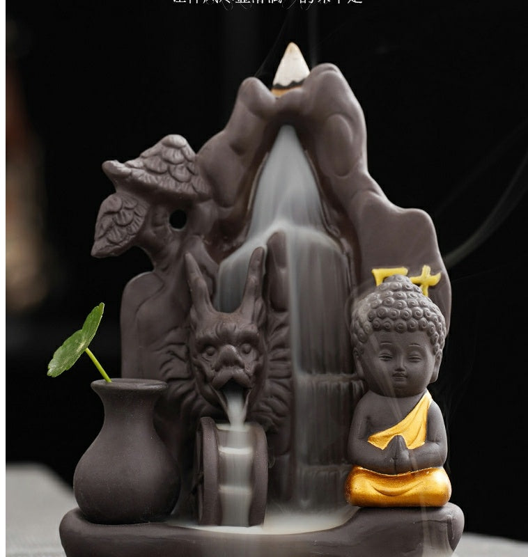 Creative tea pet purple sand backflow incense burner tea ceremony home indoor mountain stream incense ornaments sandalwood agarwood incense