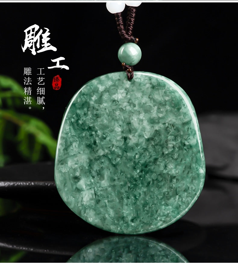 Natural jadeite fortune-attracting golden toad pendant, ice jade, green golden toad large pendant, jade plaque, fortune-attracting