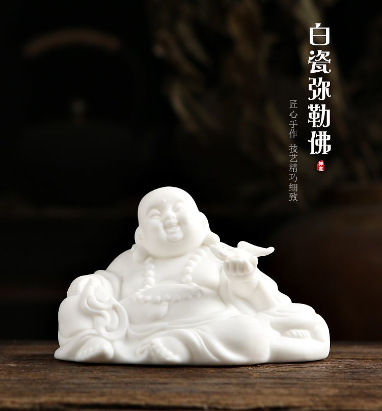 Ceramic creative tea pet ornaments white porcelain home home tea pet artistic conception appreciation Zen monk fortune ornaments