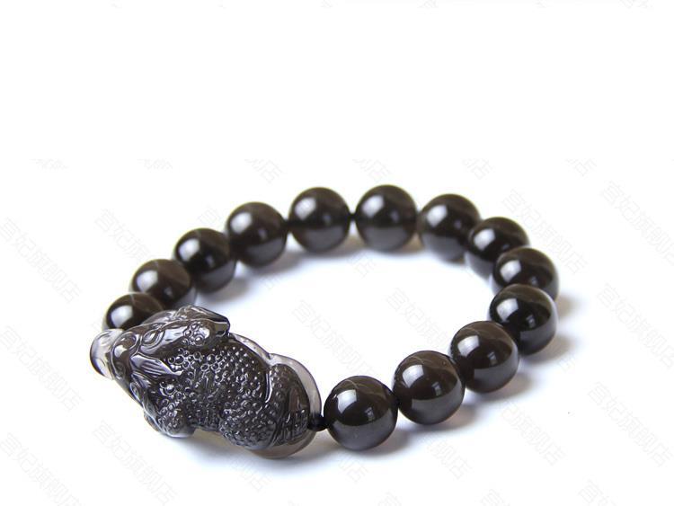 Natural ice obsidian bracelet three-legged jade golden toad bracelet men and women's three toads bless the mascot