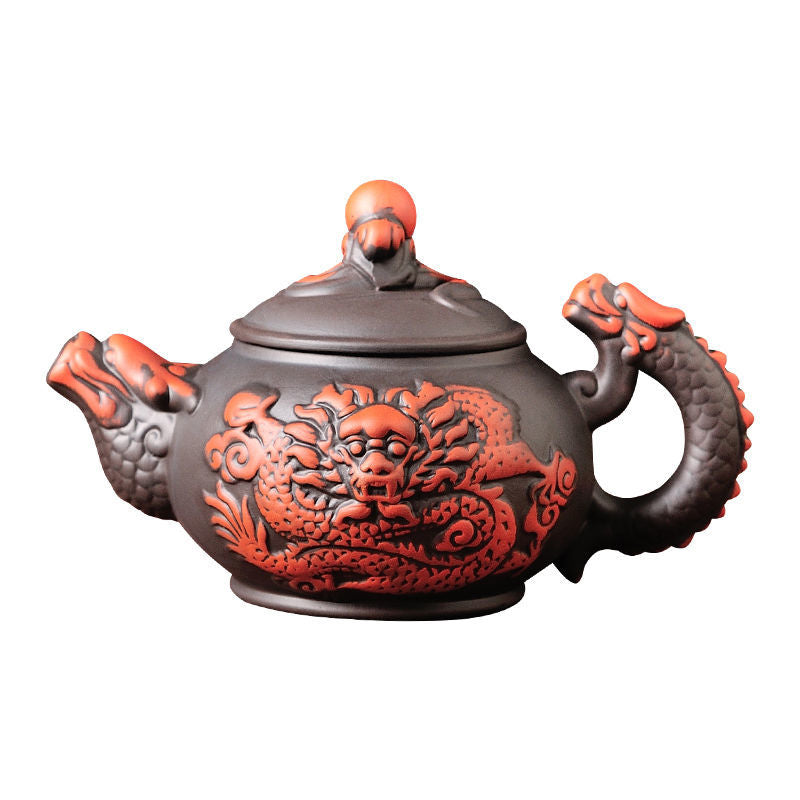 Creative Zisha Antique Tea Filter Kung Fu Automatic Tea Set Dragon Pattern Teapot Teacup Complete Set Ceramic Filter Tea Strainer