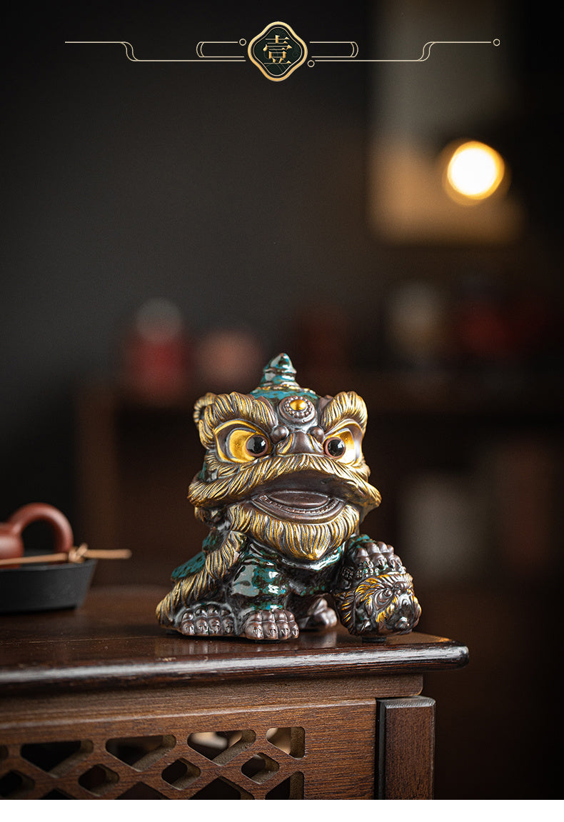 National trend awakening lion tea pet ornaments creative ceramic cute little lion fortune home tea room antique shelf decoration gift