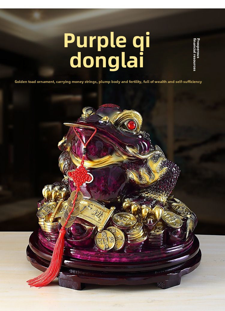 Purple Qi Donglai Lucky Golden Toad Ornaments High-end Opening Gift Office Home Shop Bar Golden Cicada Crafts