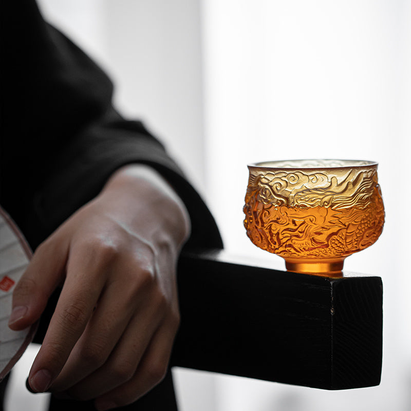 [Dragon pattern] Glazed dragon host cup single cup tea cup personal dedicated high-end tea cup gift box Kung Fu tea set light luxury cup