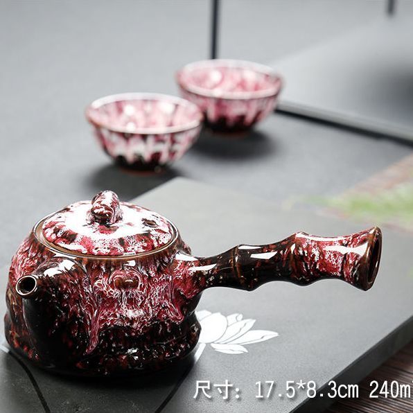 Kung Fu tea set household complete set office reception Jianzhan kiln change Jun kiln living room teapot tea cup simple