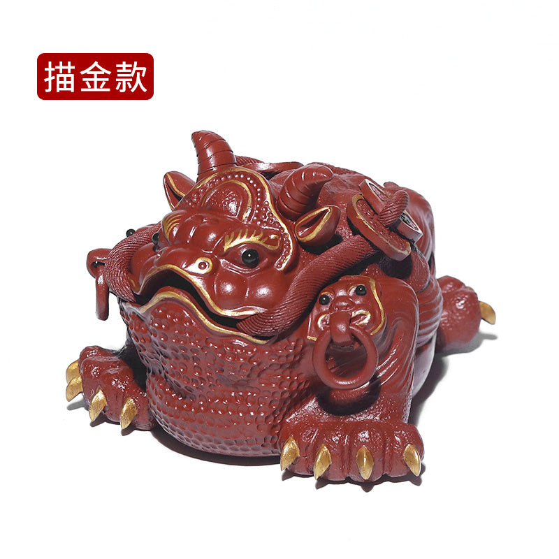 Purple sand Yixing Jinchan tea pet fortune ornaments handmade tea set toad Dahongpao tea table boutique can be raised