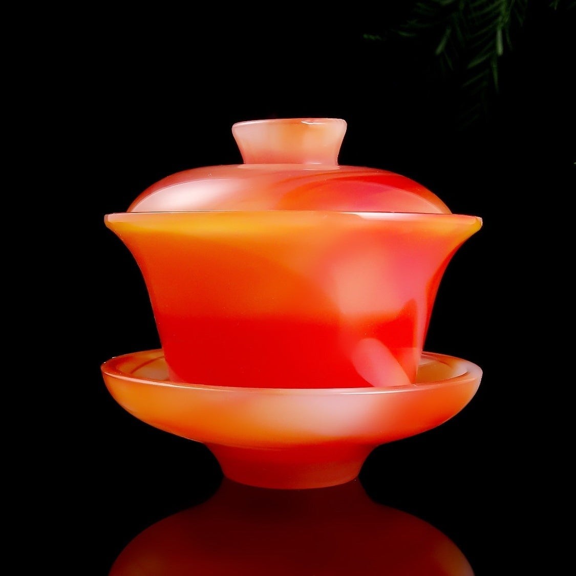 Natural glazed red agate jade tea set wine glass Kung Fu tea cup health single home owner high-end