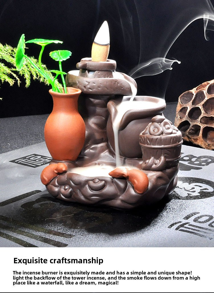 Backflow incense burner good luck home indoor mountain stream purple sandalwood tea ceremony creative tea pet personality ornaments