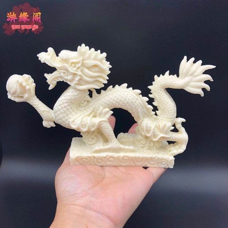 Ivory dragon auspicious dragon spitting beads ornaments zodiac dragon crafts antique shelf landscape dragon flying around the world gift decoration