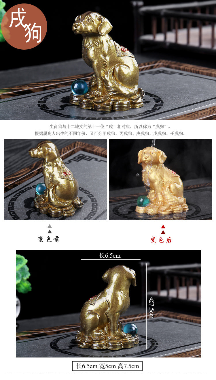 Color changing twelve zodiac animals tea pet ornaments lucky tea toys animal rat ox tiger rabbit dragon snake horse sheep monkey chicken dog pig