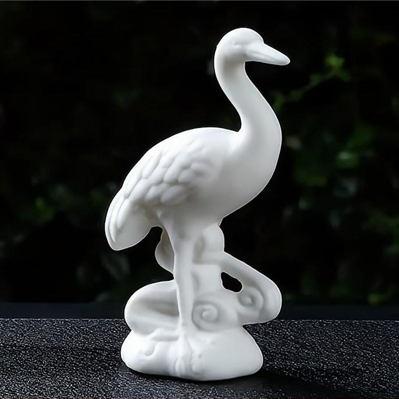 Porcelain Juyuan high-end all-porcelain white crane living room tea table tea pet ceramic ornaments crafts creative bonsai decoration crane