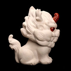 Zisha tea pet ornaments handmade [Dragon Lion Kylin] creative watering can be raised height 13 cm