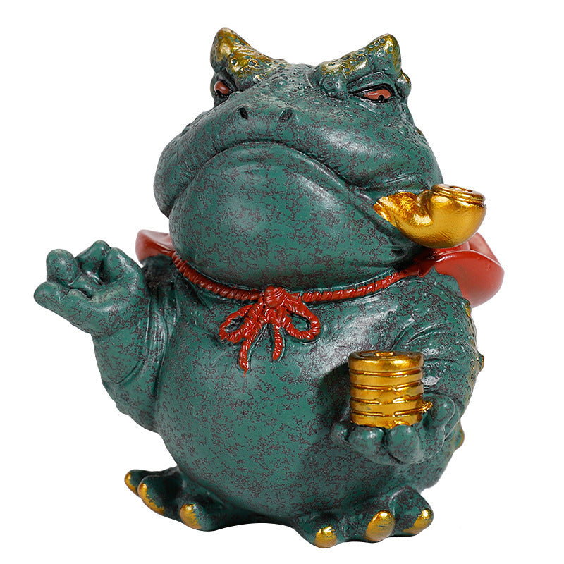 Green sandstone counts with fingers to attract fortune Golden Toad tea pet ornaments boutique can raise tea toy creative frog tea table decoration