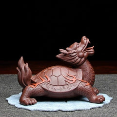 Yixing boutique purple sand hot-selling fortune dragon turtle high-end home hand-made personality purple sand tea pet ornaments town house can be raised