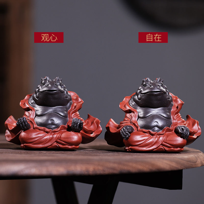 Yixing purple sand original ore tea pet ornaments boutique can raise toad fairy tea to play tea ceremony creative pure handmade Zen golden toad