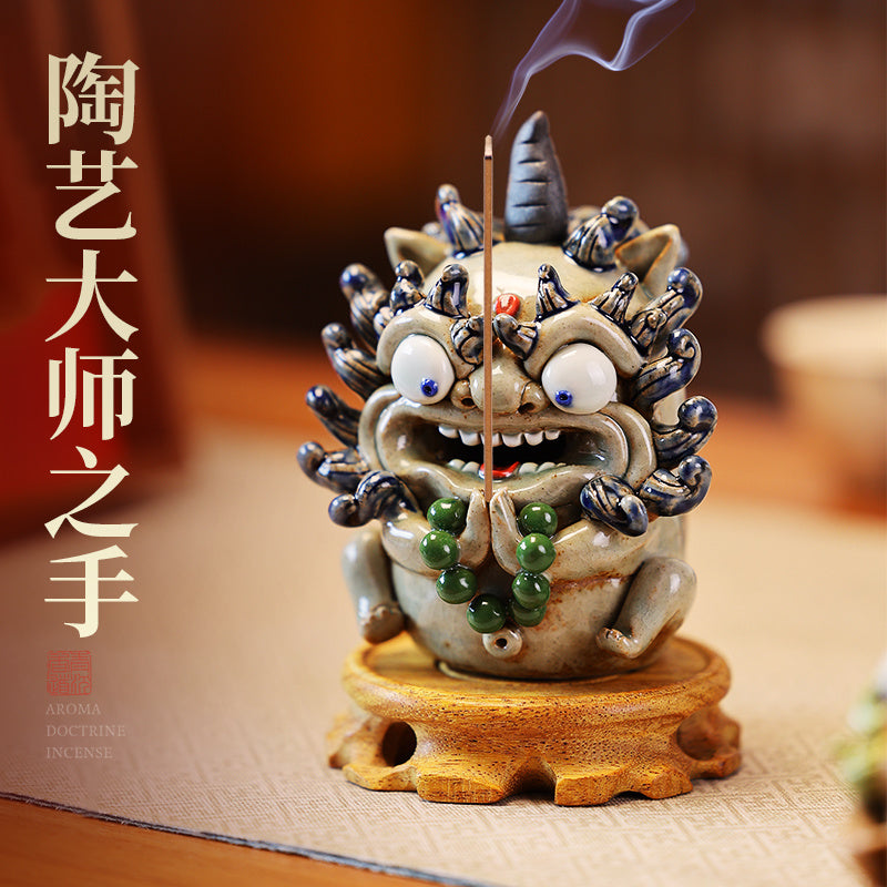 Jingdezhen Porcelain Incense Burner for Home Indoor Use, Creative Handmade Incense Base for Line Incense, Cute Decorative Item for Downward Smoke Incense Burner