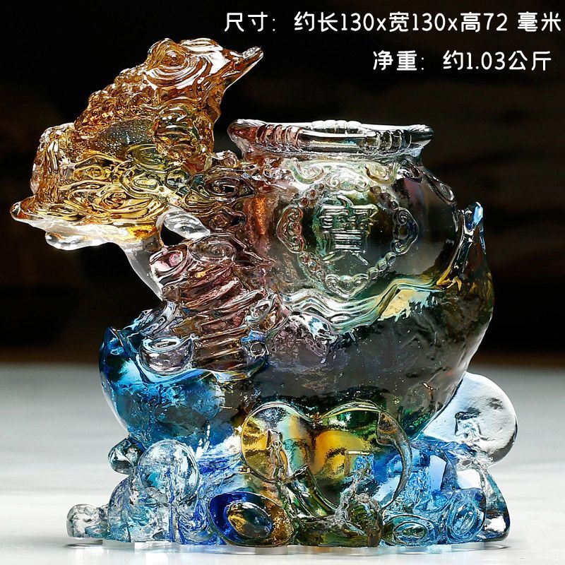 Eight directions to bring wealth three-legged golden toad fortune ornaments shop town house shop prosperous wealth living room gathering wealth glass toad crystal