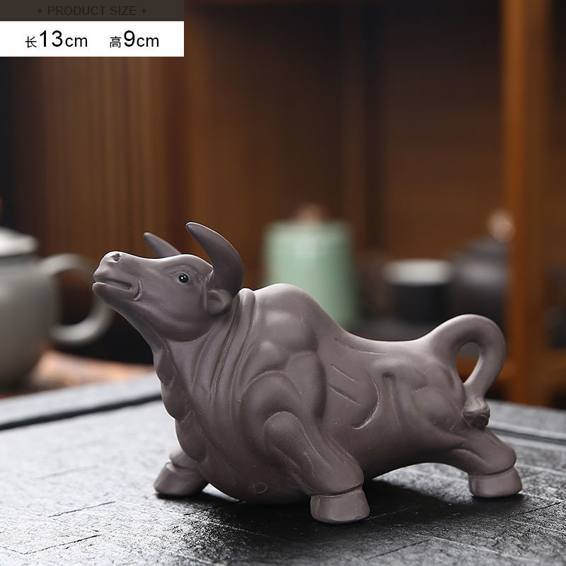 Purple clay zodiac ox fortune tea pet boutique can be raised ox year home gift decoration ornaments tea toys tea set spare parts