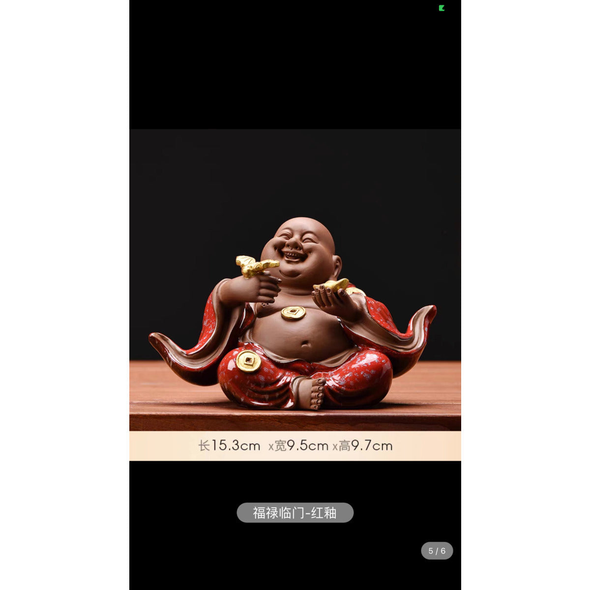 New Chinese Zen ceramic Maitreya Buddha ornaments living room porch desk Buddha statue decoration tea room desktop tea pet