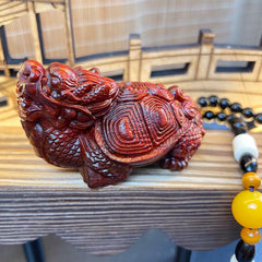 Rosewood dragon turtle hand play fine wood carving fortune auspicious beast carved dragon turtle tea pet car ornaments