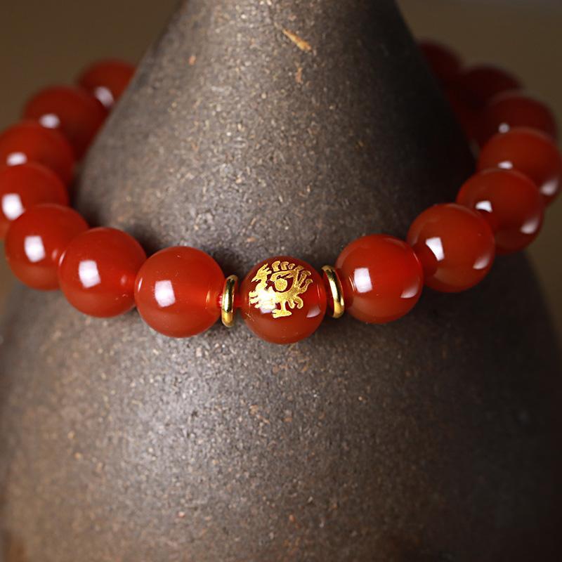 Natural agate ground Jin Lei Huo Feng Huo Qilin men and women's jewelry Li is fire five elements belonging to fire fire bracelet gift