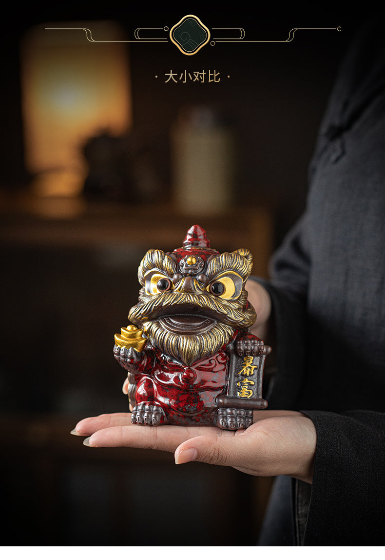 National trend awakening lion tea pet ornaments creative ceramic cute little lion fortune home tea room antique shelf decoration gift