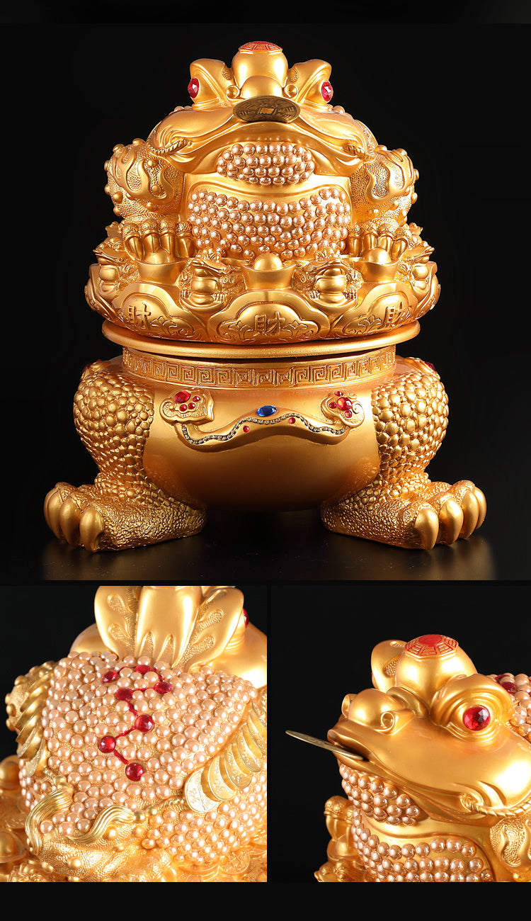 Golden toad fortune-bringing ornaments three-legged golden cicada opening gift shop office wine cabinet TV cabinet decoration