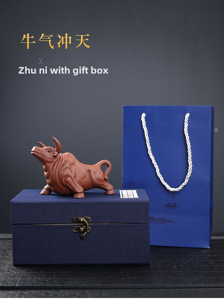 Purple clay zodiac ox fortune tea pet boutique can be raised ox year home gift decoration ornaments tea toys tea set spare parts