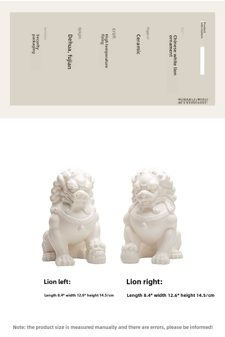 White ceramic ornaments living room tea pet porch tea room tea table office Chinese antique shelf decoration ceramic lion