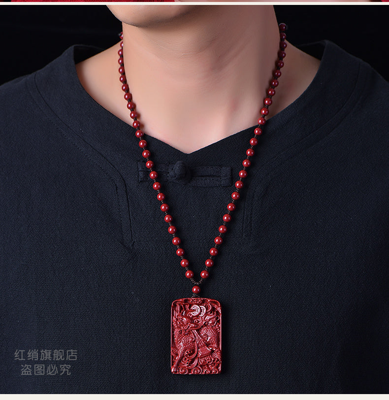 Cinnabar fire unicorn pendant five elements lack of fire to replenish fire to protect the master unicorn necklace men and women pendant jade unicorn