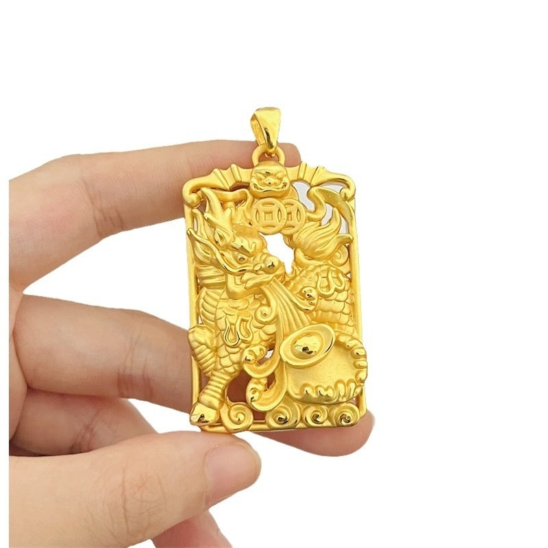 Gold inlaid jade lucky unicorn pendant safe boy with jade pendant for boyfriend gift 18k palace style