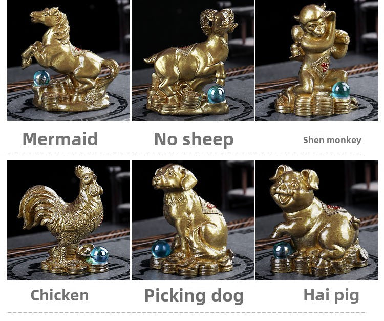 Color changing twelve zodiac animals tea pet ornaments lucky tea toys animal rat ox tiger rabbit dragon snake horse sheep monkey chicken dog pig