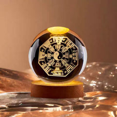 Feng Shui town house Tai Chi crystal ball with eight trigrams carved inside Feng Shui to protect safety ornaments for home entrance bedroom desktop