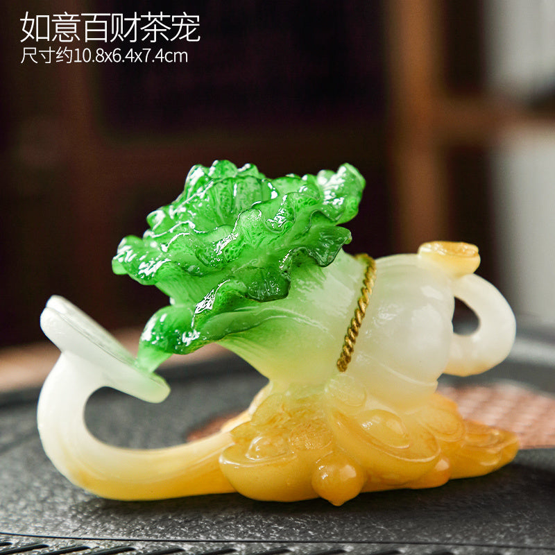 Baicai Ruyi cabbage ornaments porch tea table tea pet home living room decoration creative desk decoration ornaments