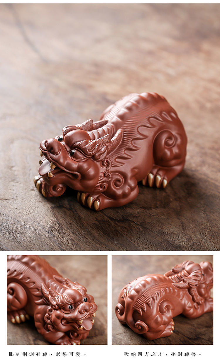 Yixing purple sand blessing dragon turtle tea pet blessing fortune sculpture handmade tea set tea ceremony tea tray tea table tea play ornaments