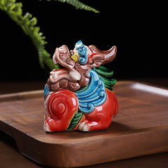 Fortune-attracting ceramic tea pets, Pixiu, golden toad, unicorn ornaments, tea trays, can be raised, Taiwan Cochin pottery, car-mounted, wealth-gathering car